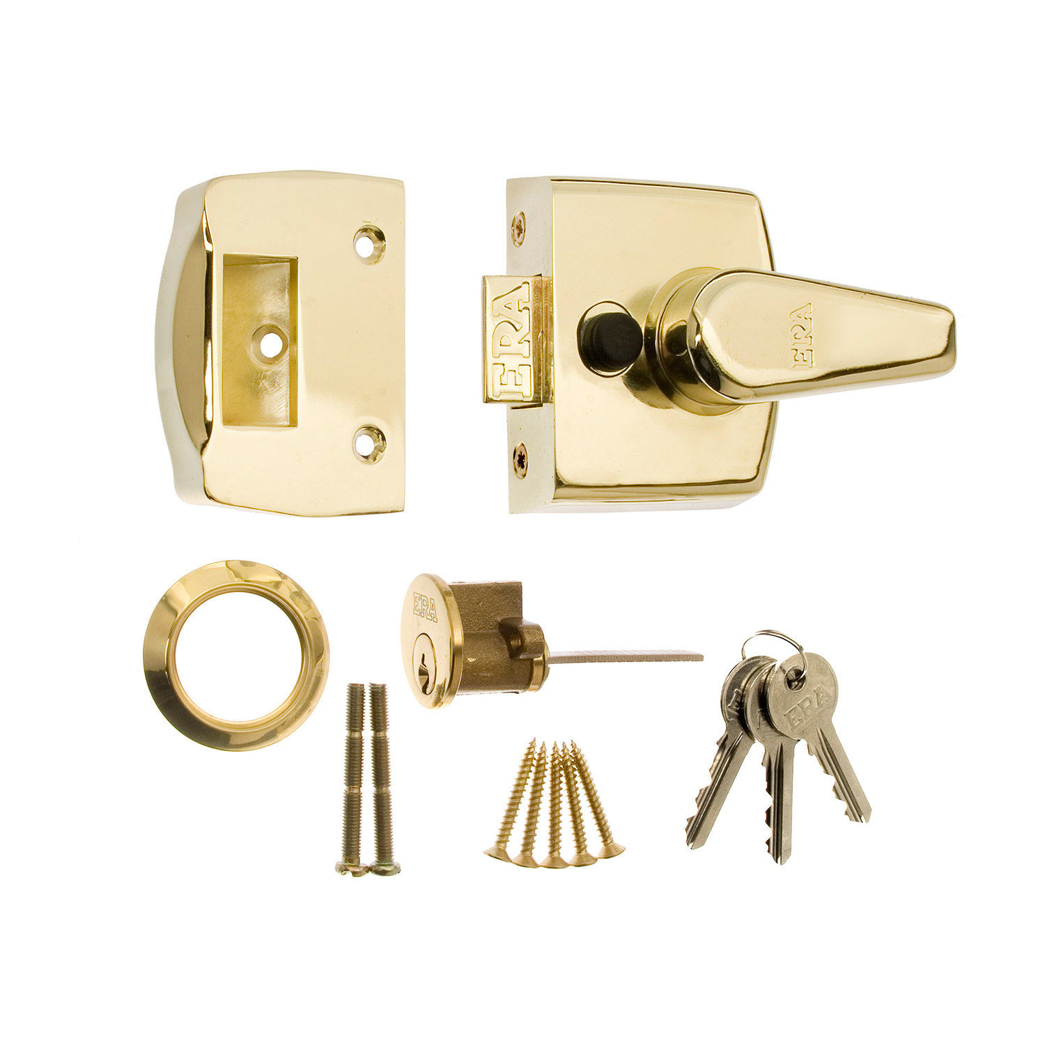 ERA Brass Body Nightlatch with Brass Cylinder 91mm Lock Front Door 133-31 